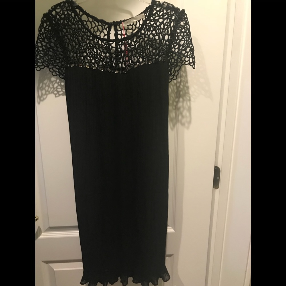 Maternity Black Crochet Dress